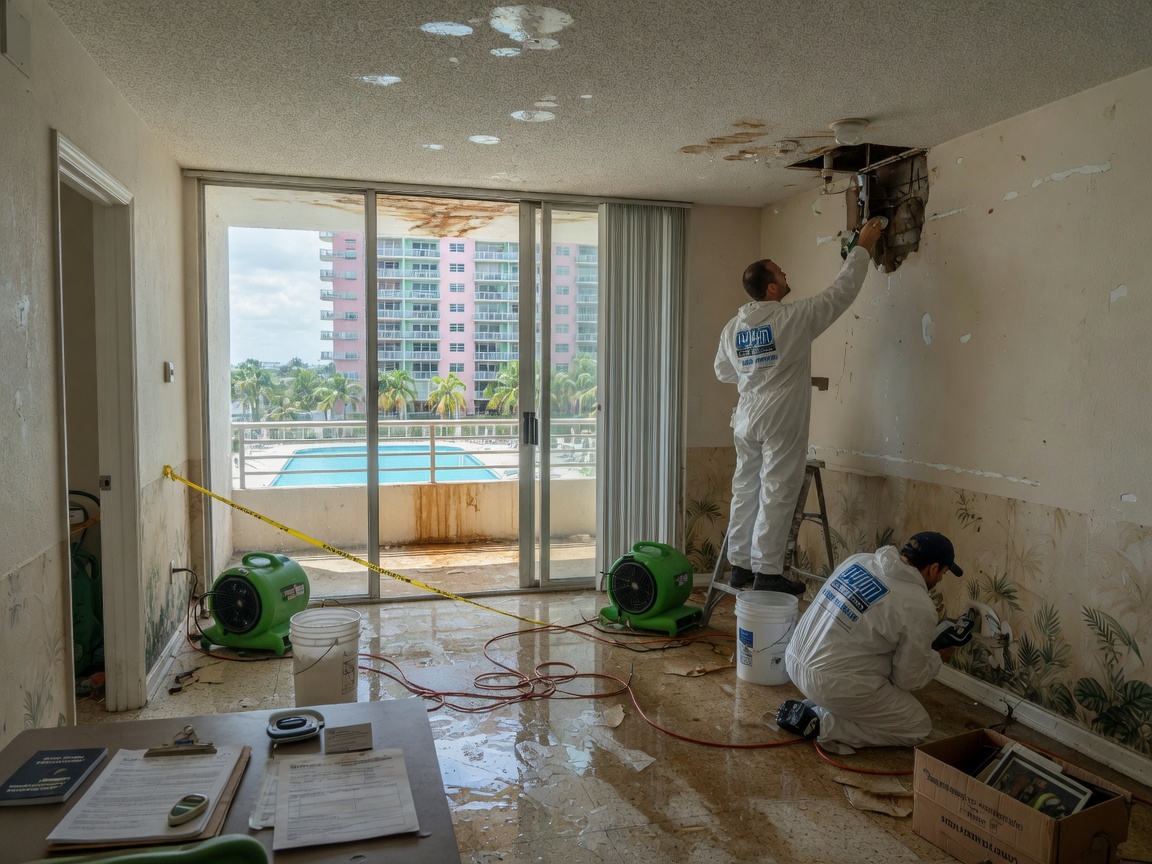 Who pays when an upstairs condo unit floods your apartment in Florida?